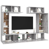 Ensemble de meubles TV 6 pcs Gris béton Bois d'ingénierie