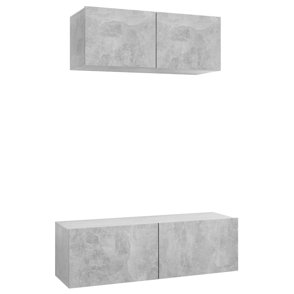 Ensemble de meubles TV 2 pcs Gris béton Bois d'ingénierie