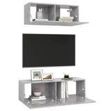 Ensemble de meubles TV 2 pcs Gris béton Bois d'ingénierie