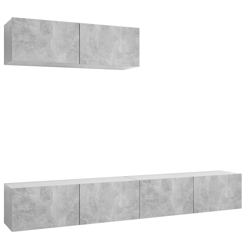 Meubles TV 3 pcs Gris béton Bois d'ingénierie