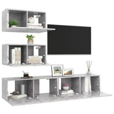 4 pcs TV Stand Set Concrete Grey Engineered Wood