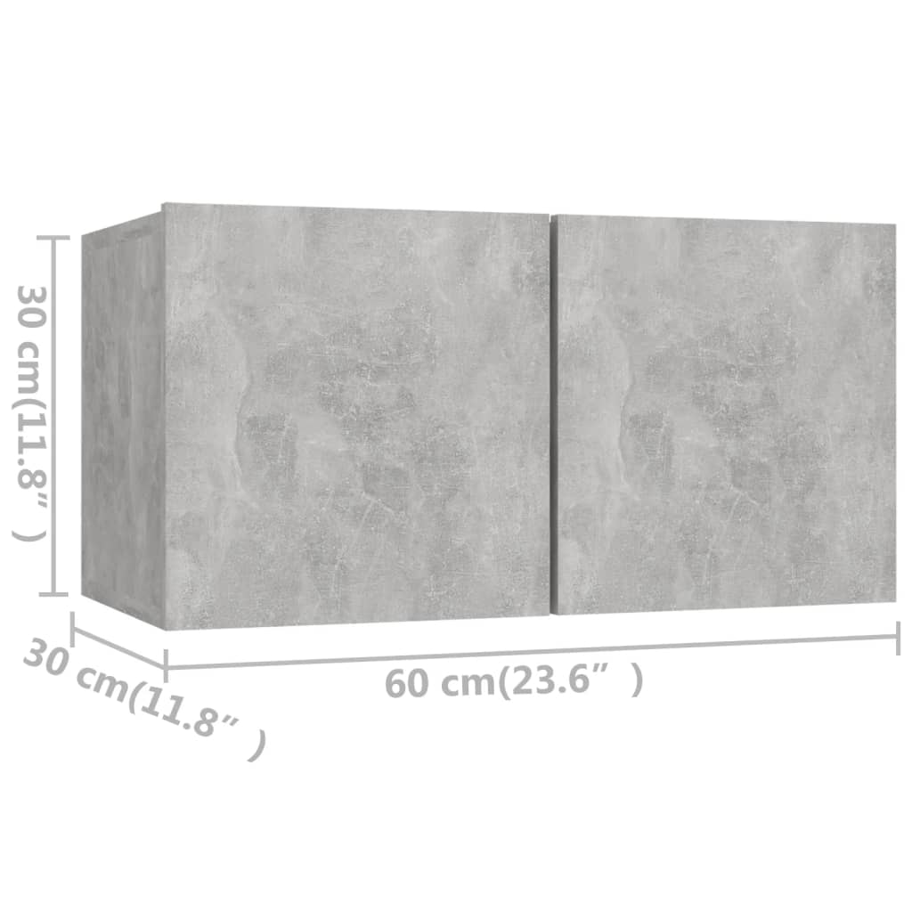 Ensemble de meubles TV 4 pcs Gris béton Bois d'ingénierie