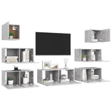 Ensemble de meubles TV 7 pcs Gris béton Bois d'ingénierie