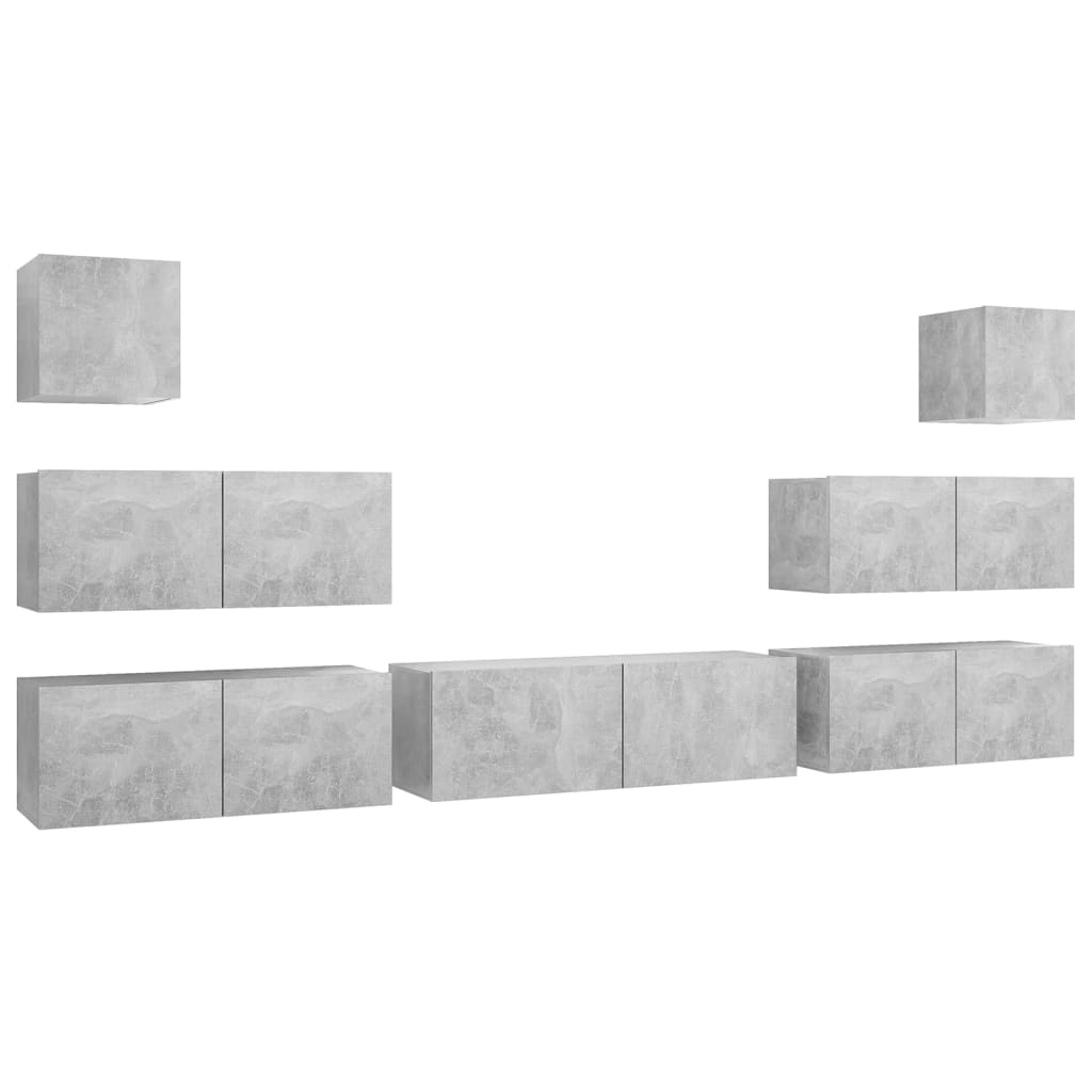 Ensemble de meubles TV 7 pcs Gris béton Bois d'ingénierie