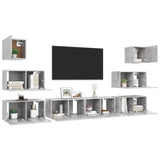 Ensemble de meubles TV 8 pcs Gris béton Bois d'ingénierie