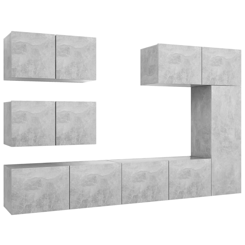 Ensemble de meubles TV 6 pcs Gris béton Bois d'ingénierie