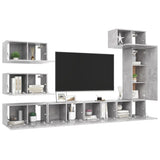 Ensemble de meubles TV 8 pcs Gris béton Bois d'ingénierie