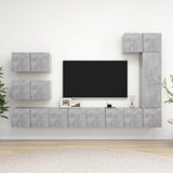 Ensemble de meubles TV 8 pcs Gris béton Bois d'ingénierie