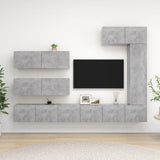 Ensemble de meubles TV 7 pcs Gris béton Bois d'ingénierie