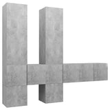 Ensemble de meubles TV 7 pcs Gris béton Bois d'ingénierie