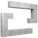 Ensemble de meubles TV 8 pcs Gris béton Bois d'ingénierie