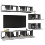 Ensemble de meubles TV 6 pcs Gris béton Bois d'ingénierie