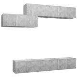 Ensemble de meubles TV 7 pcs Gris béton Bois d'ingénierie