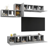 Ensemble de meubles TV 7 pcs Gris béton Bois d'ingénierie