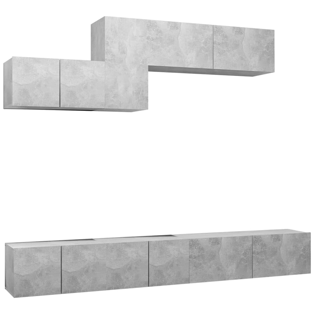 Ensemble de meubles TV 6 pcs Gris béton Bois d'ingénierie