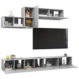 Ensemble de meubles TV 6 pcs Gris béton Bois d'ingénierie