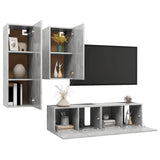 Ensemble de meubles TV 4 pcs Gris béton Bois d'ingénierie