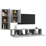 Ensemble de meubles TV 4 pcs Gris béton Bois d'ingénierie