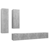 Ensemble de meuble TV 4 pcs Gris béton Bois d'ingénierie