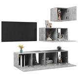 Ensemble de meubles TV 4 pcs Gris béton Bois d'ingénierie