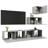 Ensemble de meubles TV 4 pcs Gris béton Bois d'ingénierie