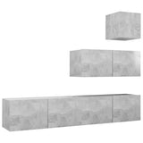 Ensemble de meubles TV 4 pcs Gris béton Bois d'ingénierie