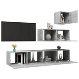 Ensemble de meubles TV 4 pcs Gris béton Bois d'ingénierie