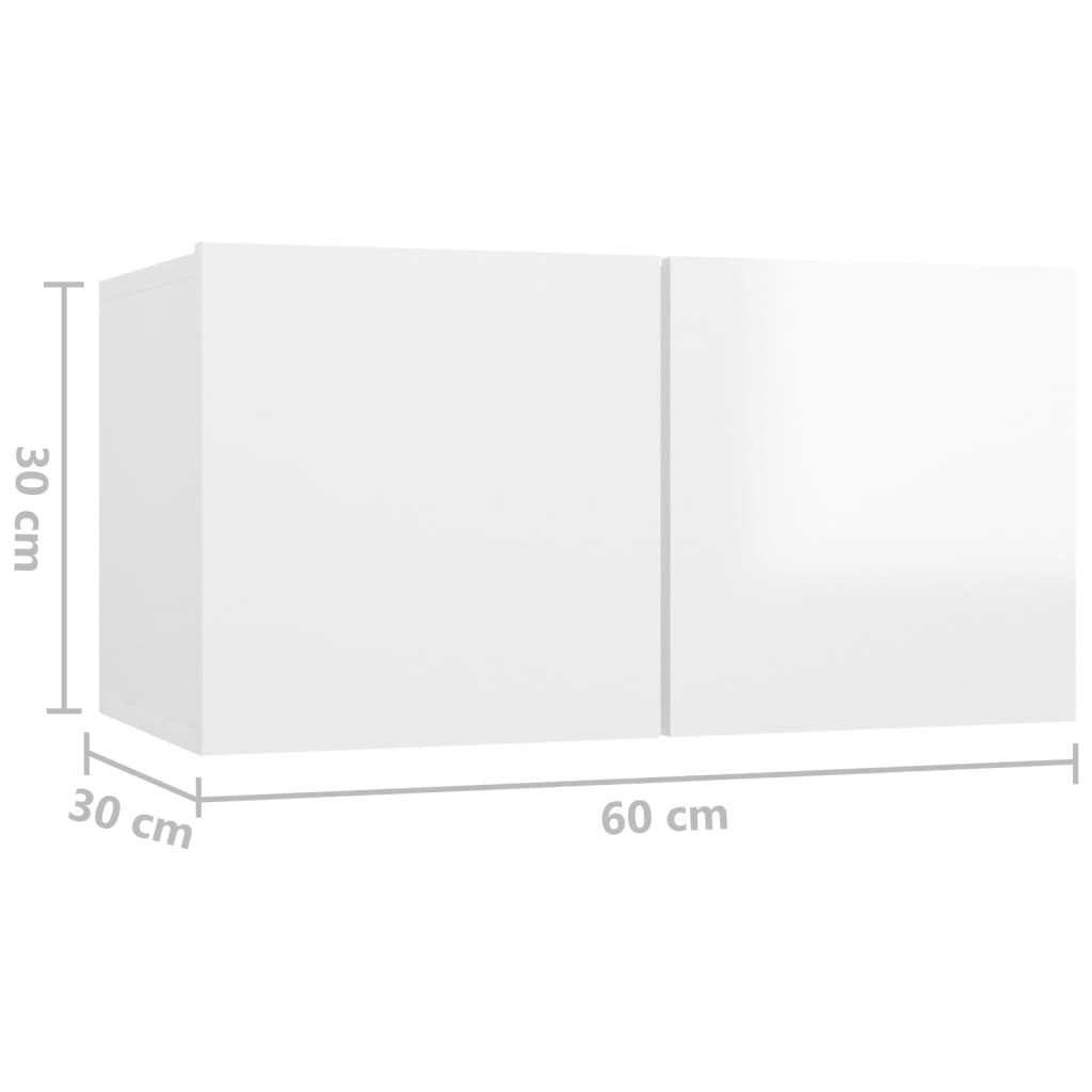 Meubles TV 4 pcs Blanc brillant 60x30x30 cm Bois d'ingénierie