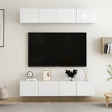 Meubles TV 4 pcs Blanc brillant 80x30x30 cm Bois d'ingénierie