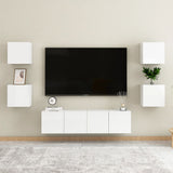 Ensemble de meubles TV 6 pcs Blanc brillant Bois d'ingénierie