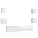 Ensemble de meubles TV 6 pcs Blanc brillant Bois d'ingénierie