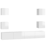 Ensemble de meubles TV 6 pcs Blanc brillant Bois d'ingénierie