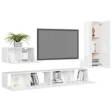 Ensemble de meuble TV 4 pcs Blanc brillant Bois d'ingénierie