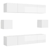 Ensemble de meubles TV 6 pcs Blanc brillant Bois d'ingénierie