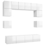 Ensemble de meuble TV 8 pcs Blanc brillant Bois d'ingénierie