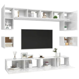 Ensemble de meuble TV 8 pcs Blanc brillant Bois d'ingénierie