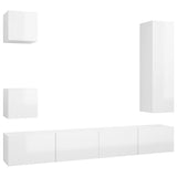 Ensemble de meuble TV 5 pcs Blanc brillant Bois d'ingénierie