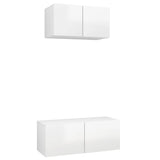 Ensemble de meubles TV 2 pcs Blanc brillant Bois d'ingénierie