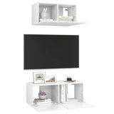 Ensemble de meubles TV 2 pcs Blanc brillant Bois d'ingénierie