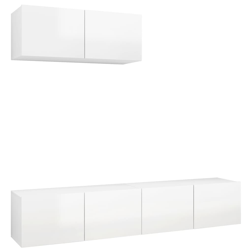 Meubles TV 3 pcs Blanc brillant Bois d'ingénierie