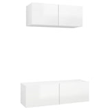 Ensemble de meubles TV 2 pcs Blanc brillant Bois d'ingénierie