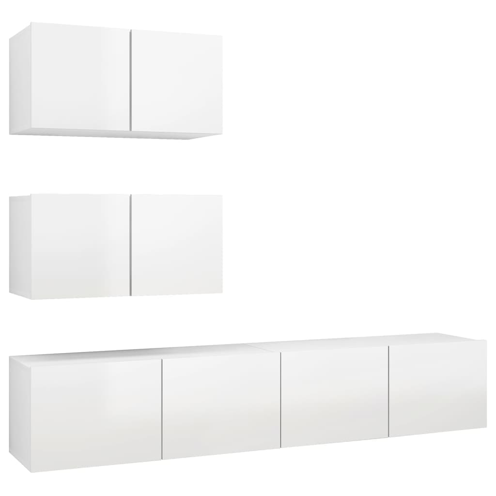 Ensemble de meubles TV 4 pcs Blanc brillant Bois d'ingénierie