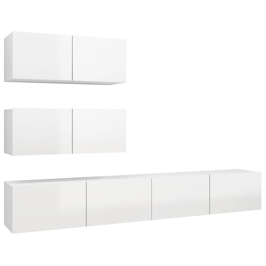 Ensemble de meubles TV 4 pcs Blanc brillant Bois d'ingénierie