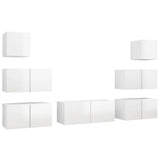 Ensemble de meuble TV 7 pcs Blanc brillant Bois d'ingénierie