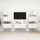 Ensemble de meuble TV 7 pcs Blanc brillant Bois d'ingénierie