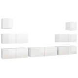 Ensemble de meuble TV 7 pcs Blanc brillant Bois d'ingénierie