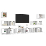 Ensemble de meuble TV 7 pcs Blanc brillant Bois d'ingénierie