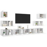 Ensemble de meuble TV 8 pcs Blanc brillant Bois d'ingénierie