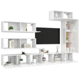 Ensemble de meuble TV 7 pcs Blanc brillant Bois d'ingénierie