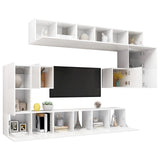 Ensemble de meuble TV 10 pcs Blanc brillant Bois d'ingénierie